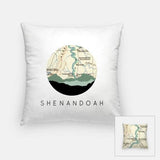 Shenandoah Virginia city skyline with vintage Shenandoah map - Pillow | Square - City Map Skyline