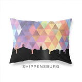 Shippensburg Pennsylvania geometric skyline - Pillow | Lumbar / RebeccaPurple - Geometric Skyline