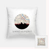 Shreveport Louisiana city skyline with vintage Shreveport map - Pillow | Square - City Map Skyline