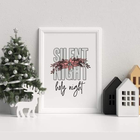 Silent Night modern retro Christmas - 5x7 Unframed Print / Pink - Modern Retro Christmas