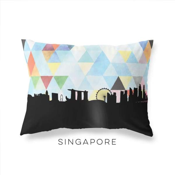 Singapore Singapore geometric skyline - Pillow | Lumbar / LightSkyBlue - Geometric Skyline