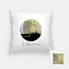 Sonoma California city skyline with vintage Sonoma map - Pillow | Square - City Map Skyline