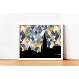 South Bend Indiana geometric skyline - 5x7 Unframed Print / Gold and Navy - Geometric Skyline
