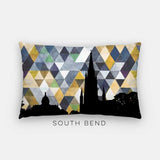 South Bend Indiana geometric skyline - Pillow | Lumbar / Gold and Navy - Geometric Skyline
