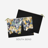 South Bend Indiana geometric skyline - Pouch | Small / Gold and Navy - Geometric Skyline