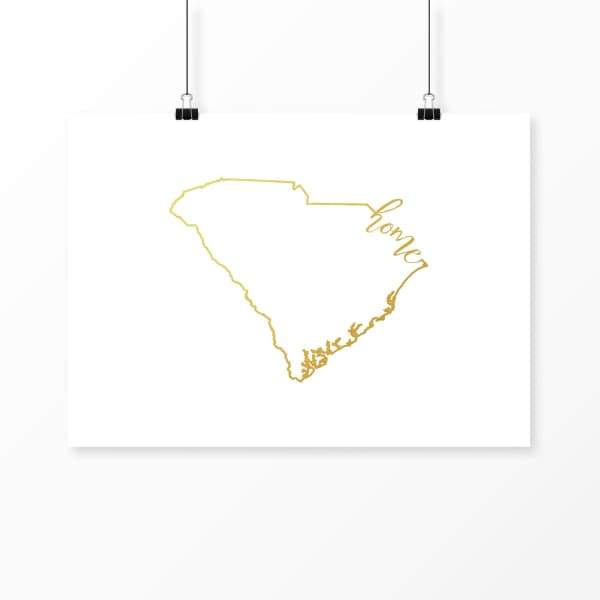 South Carolina Gold Foil Print - Gold Foil Print