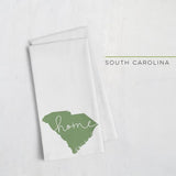 South Carolina ’home’ state silhouette - Tea Towel / DarkGreen - Home Silhouette