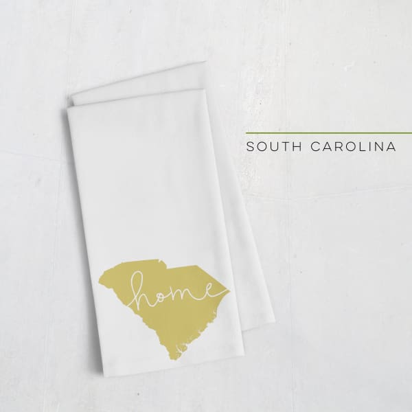 South Carolina ’home’ state silhouette - Tea Towel / GoldenRod - Home Silhouette