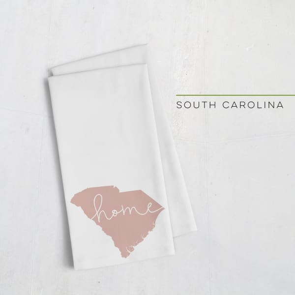 South Carolina ’home’ state silhouette - Tea Towel / RosyBrown - Home Silhouette