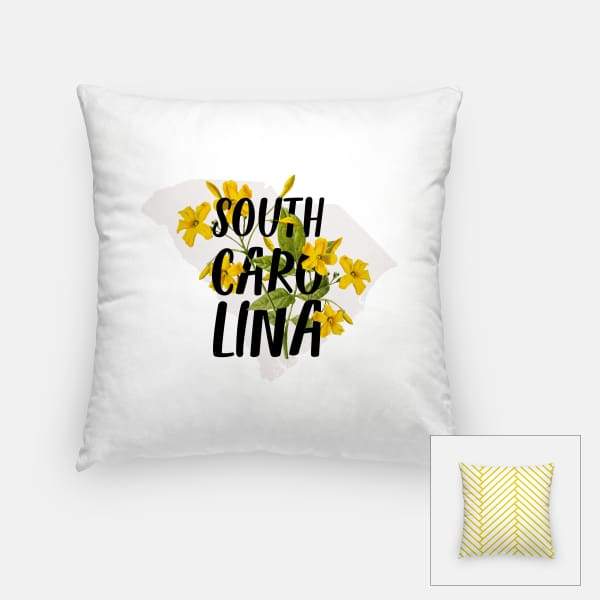 South Carolina state flower | Yellow Jessamine - Pillow | Square - State Flower