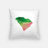 South Carolina state watercolor - Pillow | Square / Pink + Green - State Watercolor