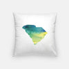 South Carolina state watercolor - Pillow | Square / Yellow + Teal - State Watercolor