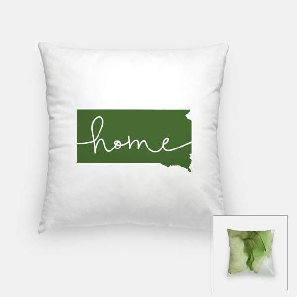 South Dakota ’home’ state silhouette - Pillow | Square / DarkGreen - Home Silhouette