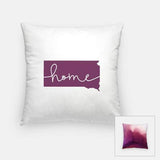 South Dakota ’home’ state silhouette - Pillow | Square / Purple - Home Silhouette