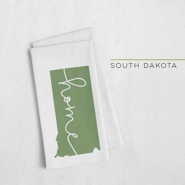South Dakota ’home’ state silhouette - Tea Towel / DarkGreen - Home Silhouette