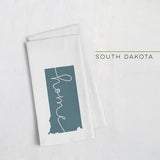 South Dakota ’home’ state silhouette - Tea Towel / DarkSlateGray - Home Silhouette