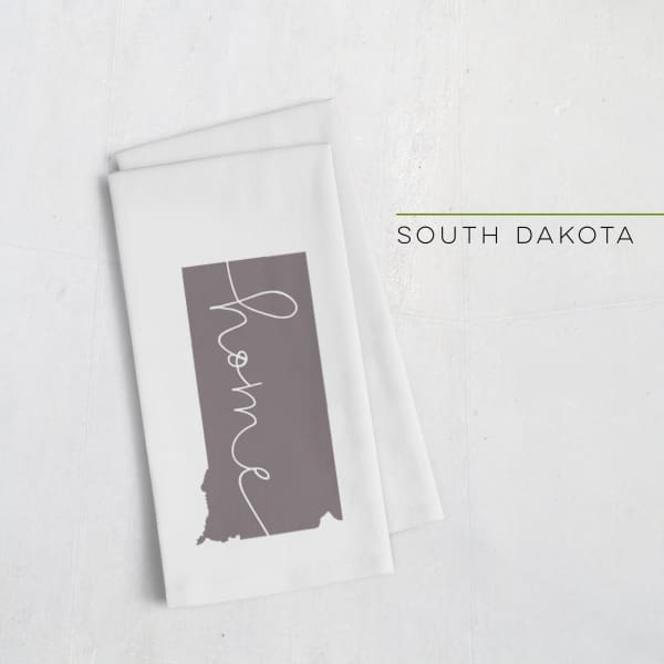 South Dakota ’home’ state silhouette - Tea Towel / DimGrey - Home Silhouette