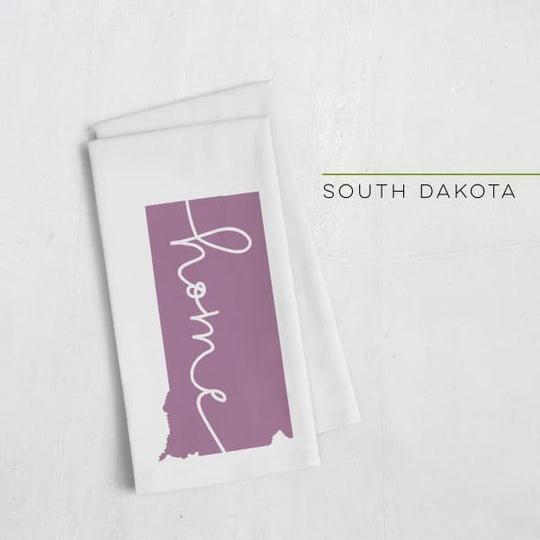 South Dakota ’home’ state silhouette - Tea Towel / Purple - Home Silhouette