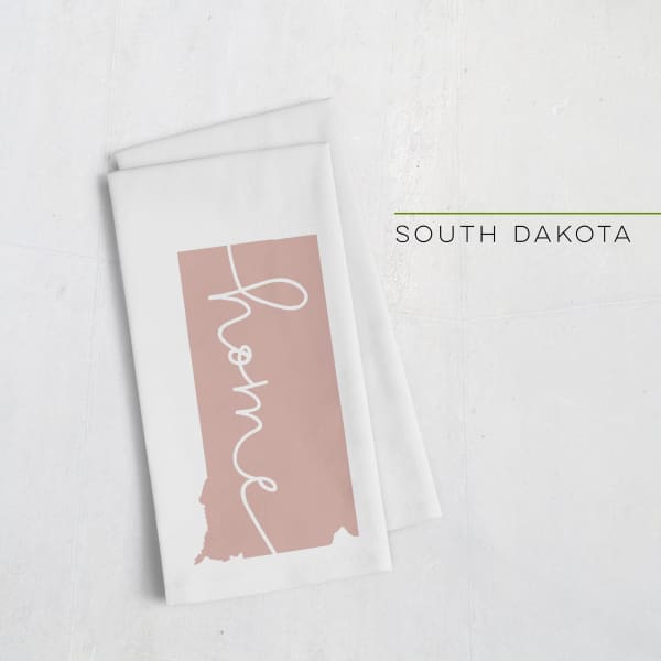 South Dakota ’home’ state silhouette - Tea Towel / RosyBrown - Home Silhouette
