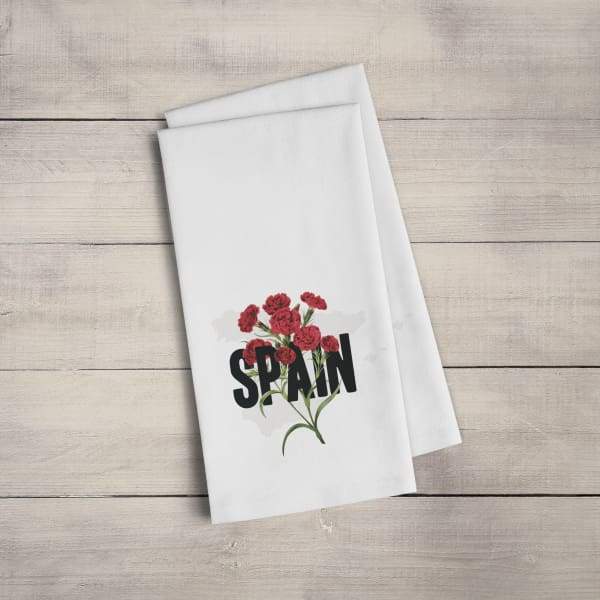 Spain national flower | Red Carnation - Tea Towel - Flowers