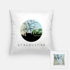St Augustine Florida city skyline with vintage St Augustine map - Pillow | Square - City Map Skyline
