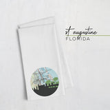 St Augustine Florida city skyline with vintage St Augustine map - Tea Towel - City Map Skyline