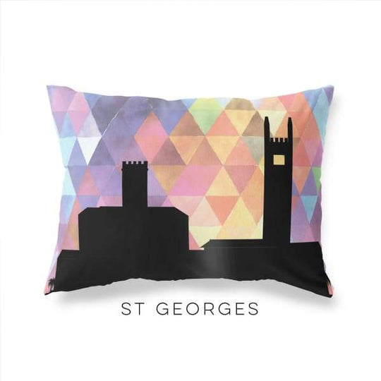 St George’s Grenada geometric skyline - Pillow | Lumbar / RebeccaPurple - Geometric Skyline