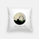 St Louis Missouri city skyline with vintage St Louis map - Pillow | Square - City Map Skyline