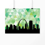 St Louis Missouri geometric skyline - 5x7 Unframed Print / Green - Geometric Skyline