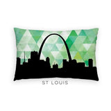 St Louis Missouri geometric skyline - Pillow | Lumbar / Green - Geometric Skyline