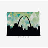 St Louis Missouri geometric skyline - Pouch | Small / Green - Geometric Skyline