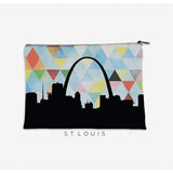 St Louis Missouri geometric skyline - Pouch | Small / LightSkyBlue - Geometric Skyline