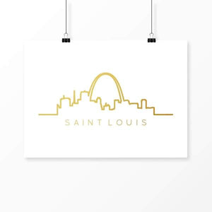 St. Louis Missouri Skyline in gold foil - Gold Foil Print