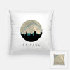 St Paul Minnesota city skyline with vintage St Paul map - Pillow | Square - City Map Skyline