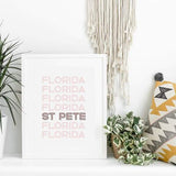 St Pete Florida typography - 5x7 Unframed Print / MistyRose - Retro Name