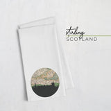Stirling Scotland city skyline with vintage Stirling map - Tea Towel - City Map Skyline