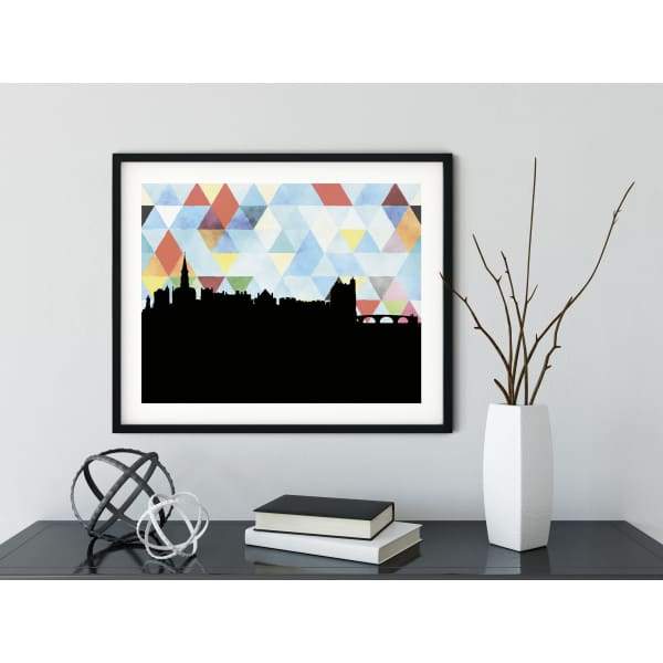 Stirling Scotland geometric skyline - 5x7 Unframed Print / LightSkyBlue - Geometric Skyline