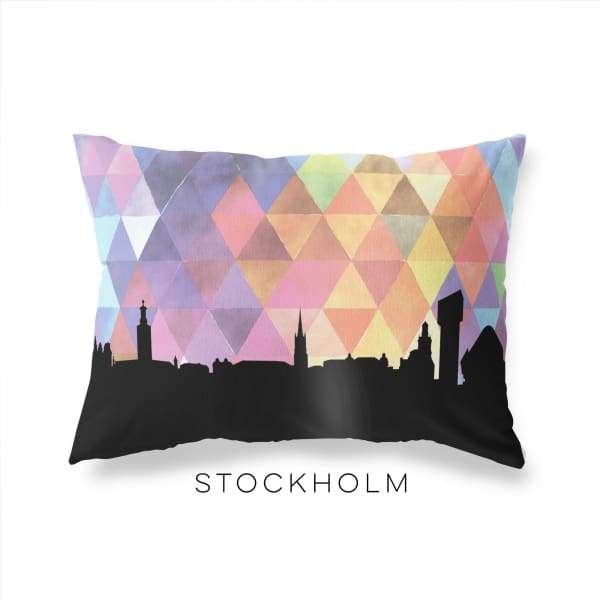 Stockholm Sweden geometric skyline - Pillow | Lumbar / RebeccaPurple - Geometric Skyline