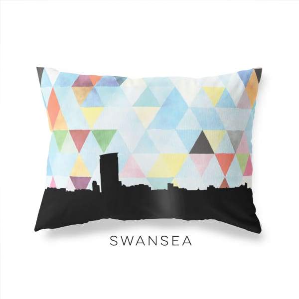 Swansea Wales geometric skyline - Pillow | Lumbar / LightSkyBlue - Geometric Skyline