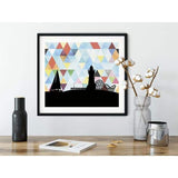 Sylvan Beach New York geometric skyline - 5x7 Unframed Print / LightSkyBlue - Geometric Skyline