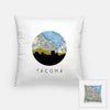 Tacoma Washington city skyline with vintage Tacoma map - Pillow | Square - City Map Skyline