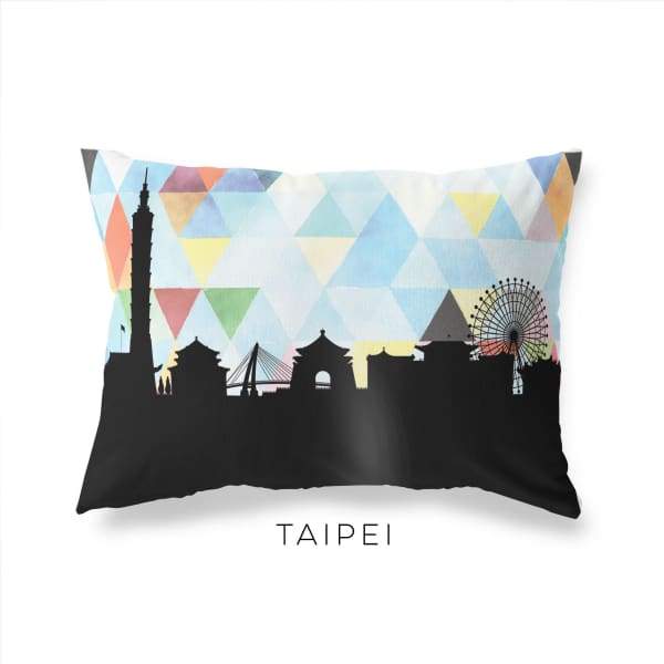 Taipei Taiwan geometric skyline - Pillow | Lumbar / LightSkyBlue - Geometric Skyline
