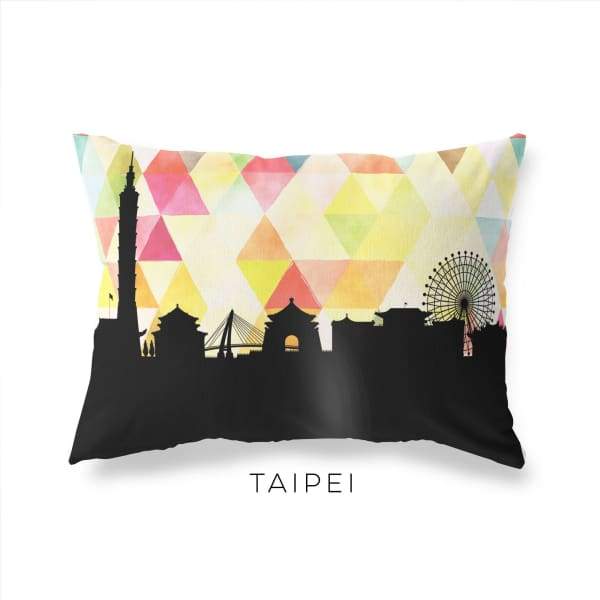 Taipei Taiwan geometric skyline - Pillow | Lumbar / Yellow - Geometric Skyline