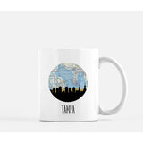 Tampa Florida city skyline with vintage Tampa map - City Map Skyline