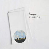 Tampa Florida city skyline with vintage Tampa map - Tea Towel - City Map Skyline