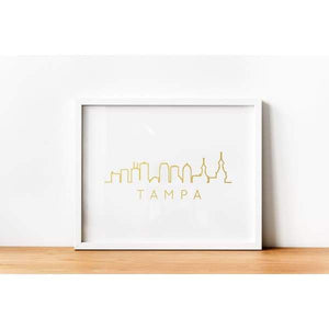 Tampa Florida Skyline in gold foiil - Gold Foil Print