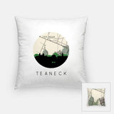 Teaneck New Jersey city skyline with vintage Teaneck map - Pillow | Square - City Map Skyline