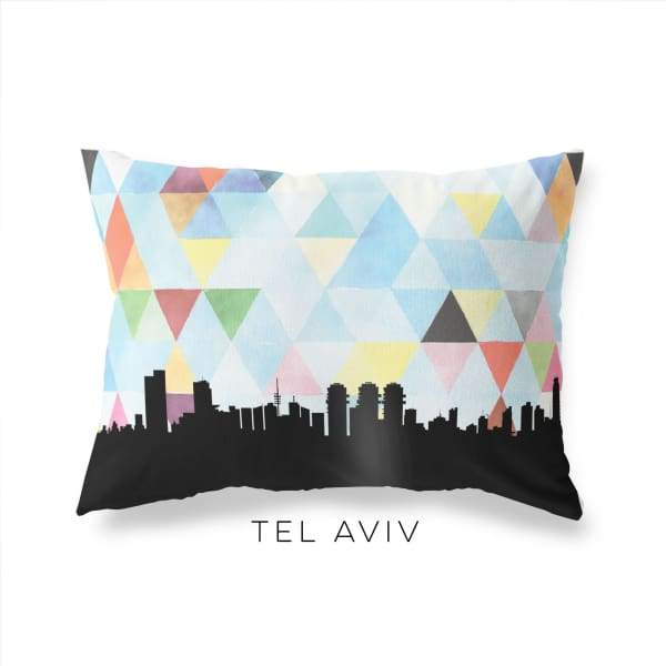 Tel Aviv Israel geometric skyline - Pillow | Lumbar / LightSkyBlue - Geometric Skyline
