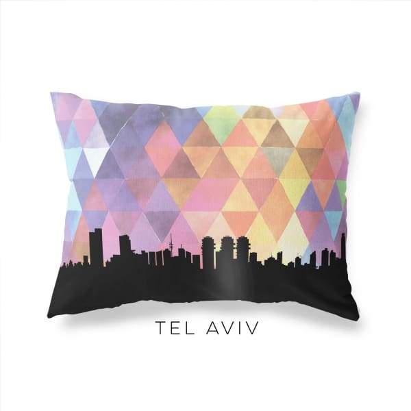 Tel Aviv Israel geometric skyline - Pillow | Lumbar / RebeccaPurple - Geometric Skyline