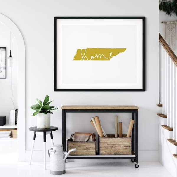 Tennessee ’home’ state silhouette - 5x7 Unframed Print / GoldenRod - Home Silhouette